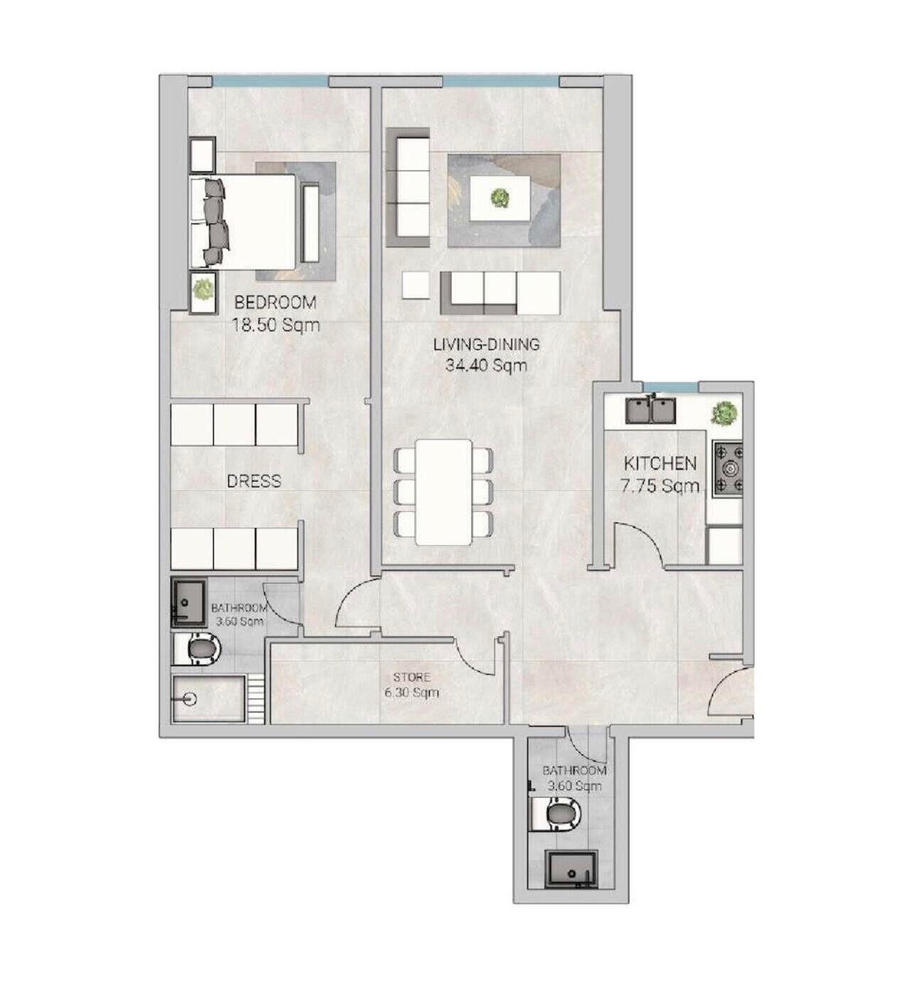 Floor plan — 1 BR