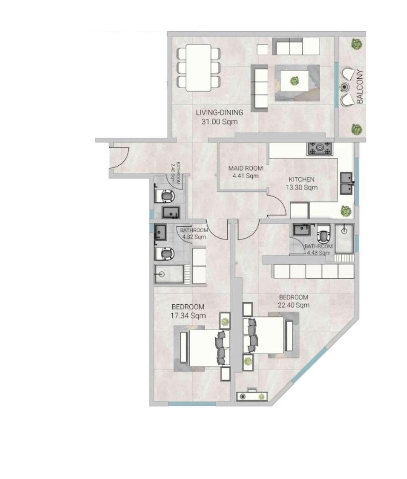 Floor plan — 2 BR