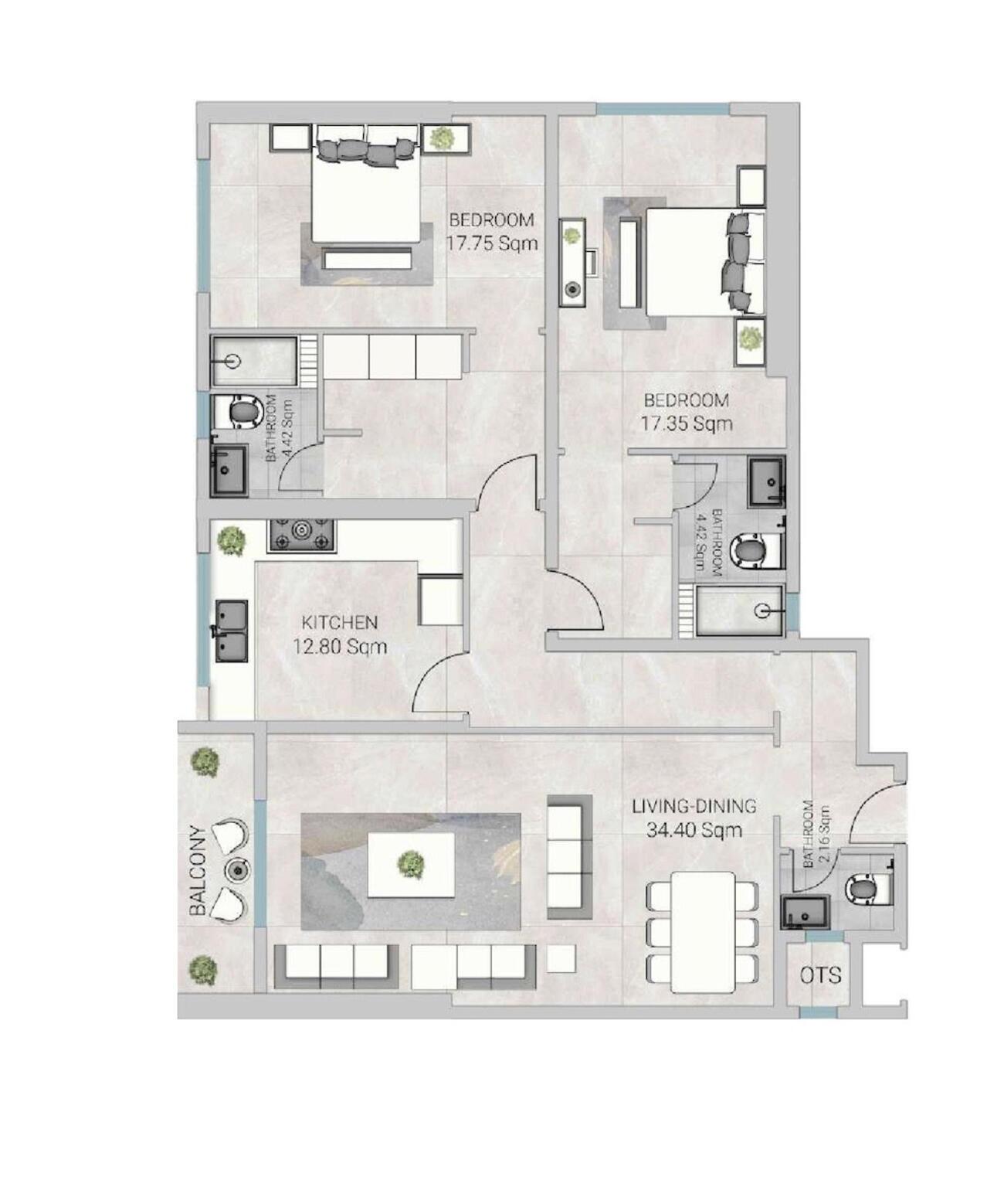 Floor plan — 2 BR