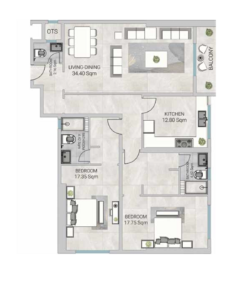 Floor plan — 2 BR