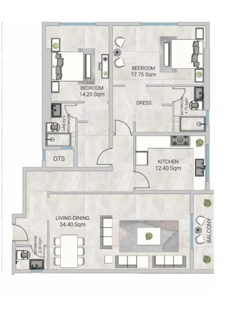 Floor plan — 2 BR