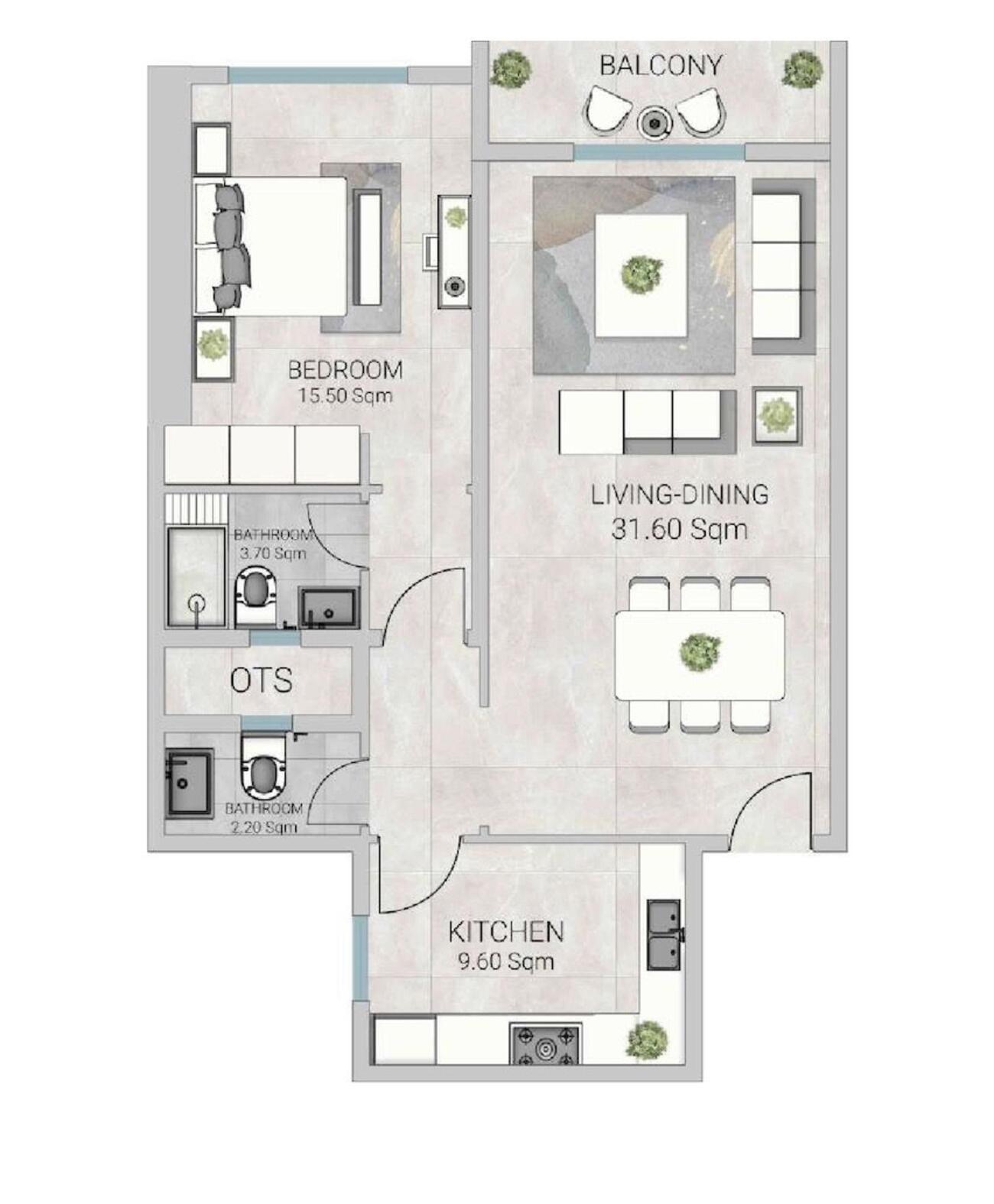 Floor plan — 1 BR