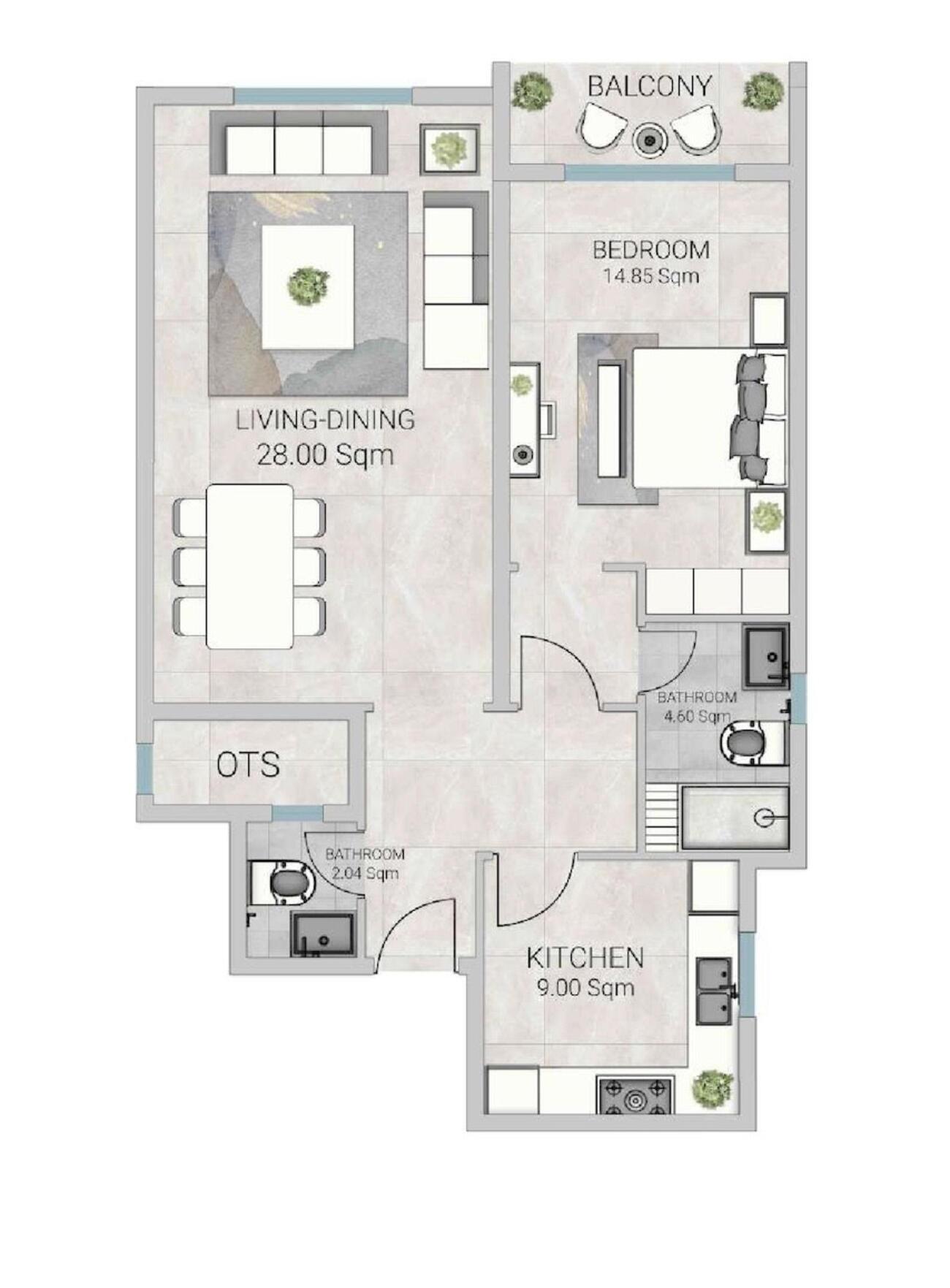 Floor plan — 1 BR