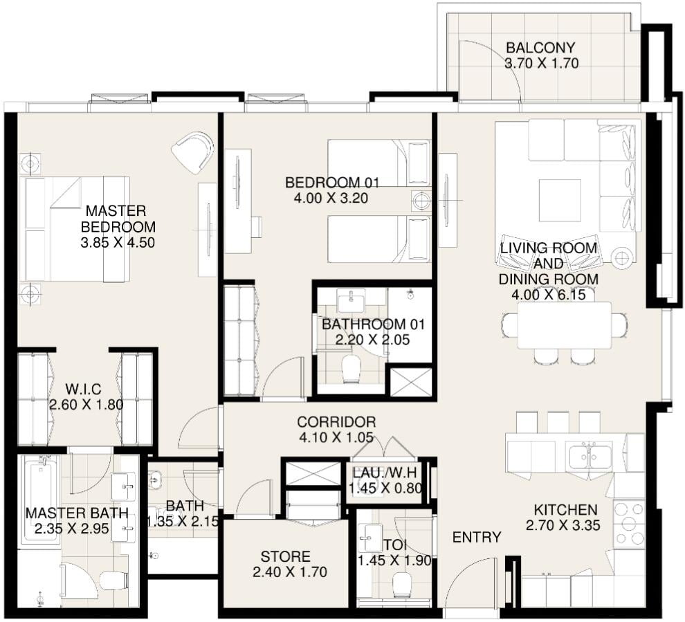 Floor plan — 2 BR