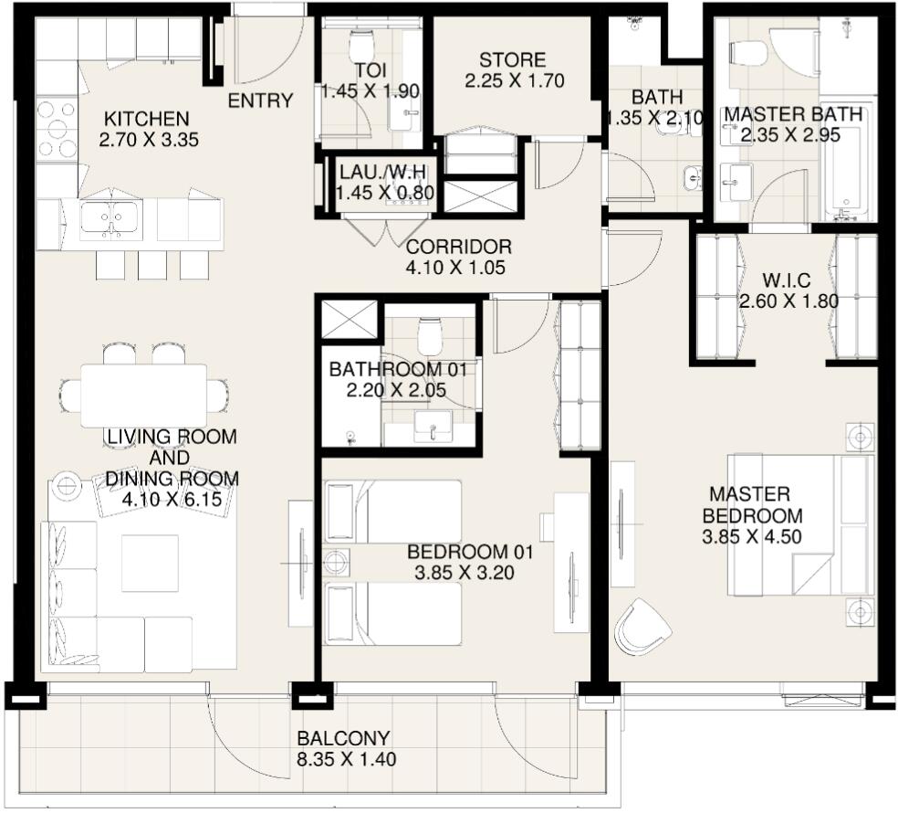 Floor plan — 2 BR