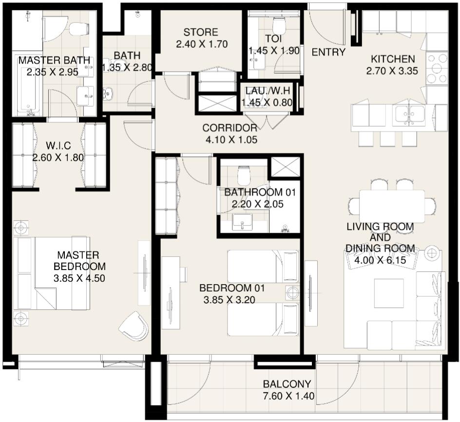 Floor plan — 2 BR