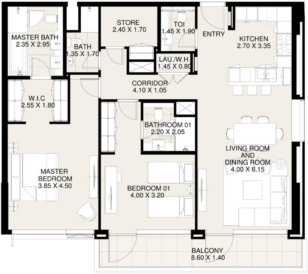 Floor plan — 2 BR
