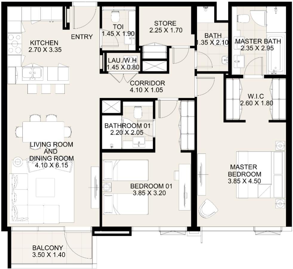 Floor plan — 2 BR