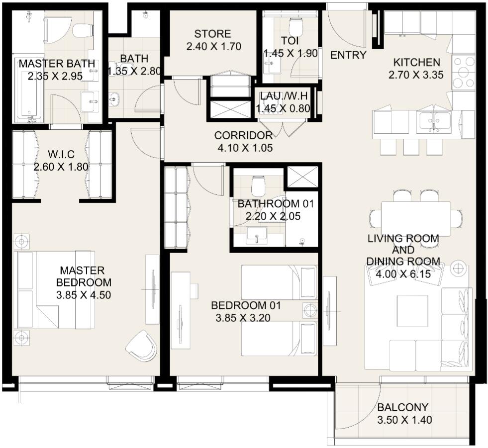 Floor plan — 2 BR
