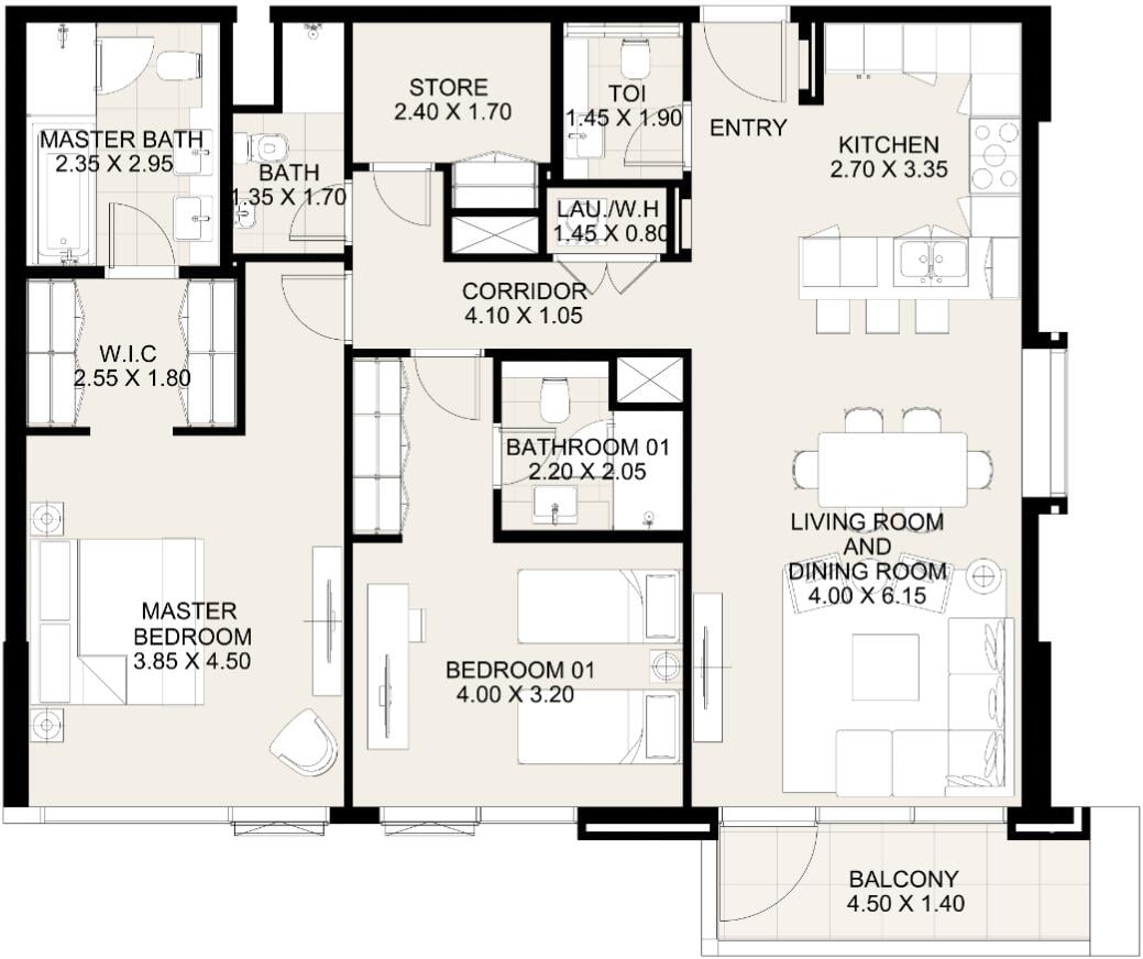 Floor plan — 2 BR