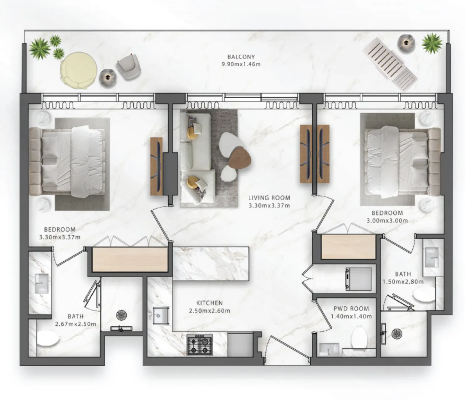 Floor plan — 2 BR