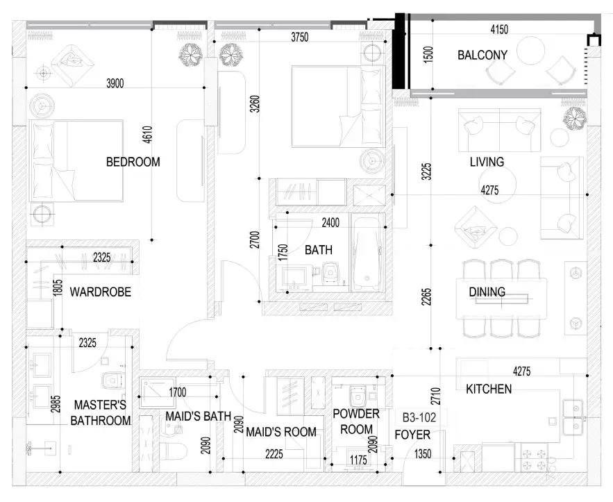 Floor plan — 2.5 BR