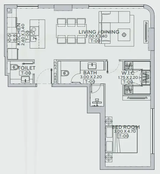 Floor plan — 1 BR