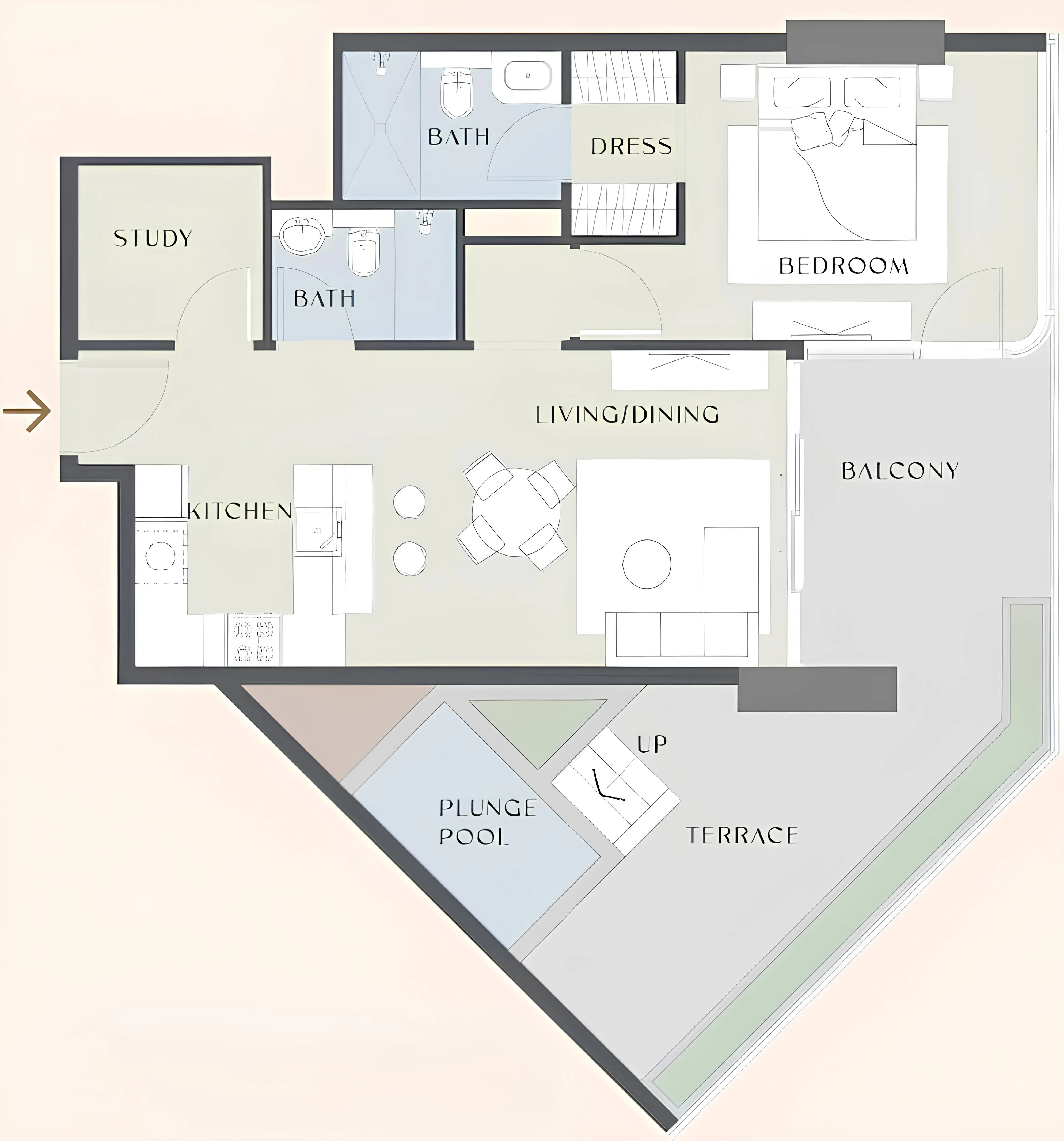 Floor plan — 1.5 BR