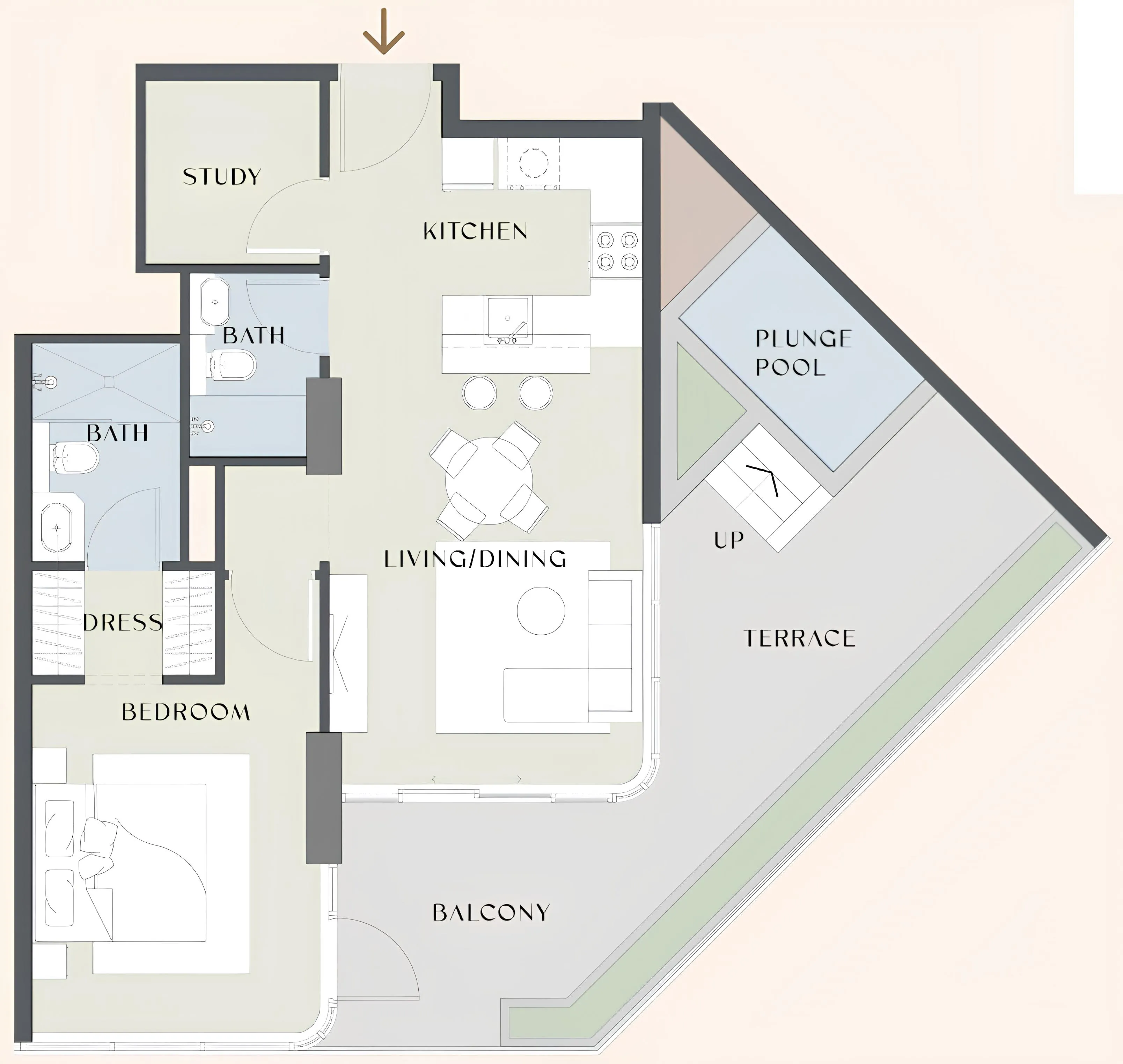 Floor plan — 1.5 BR
