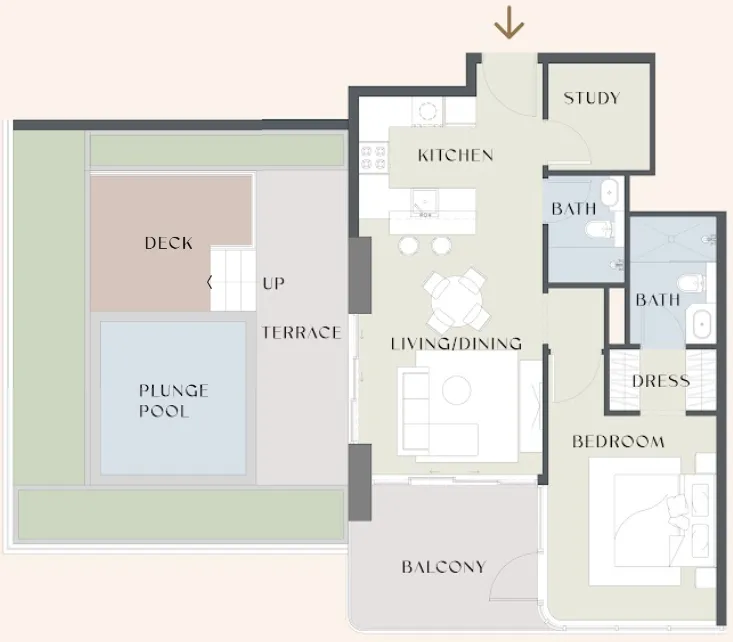 Floor plan — 1.5 BR