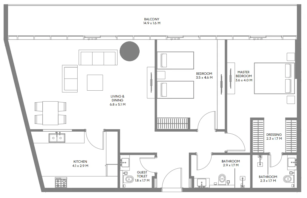 Floor plan — 2 BR