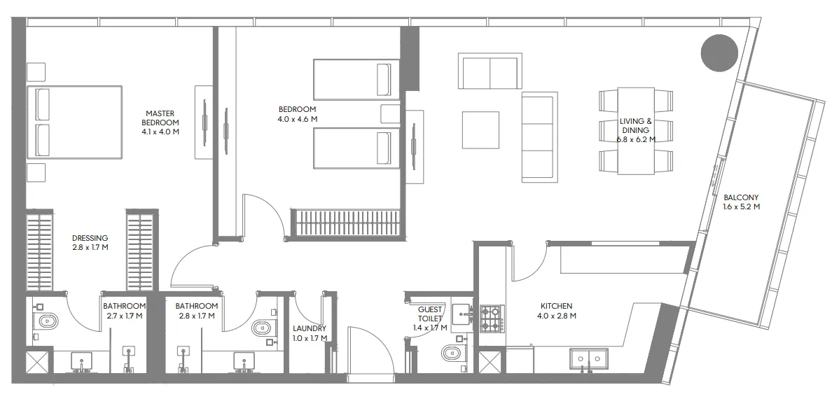 Floor plan — 2 BR