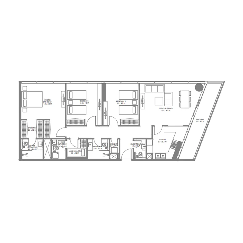 Floor plan — 3 BR