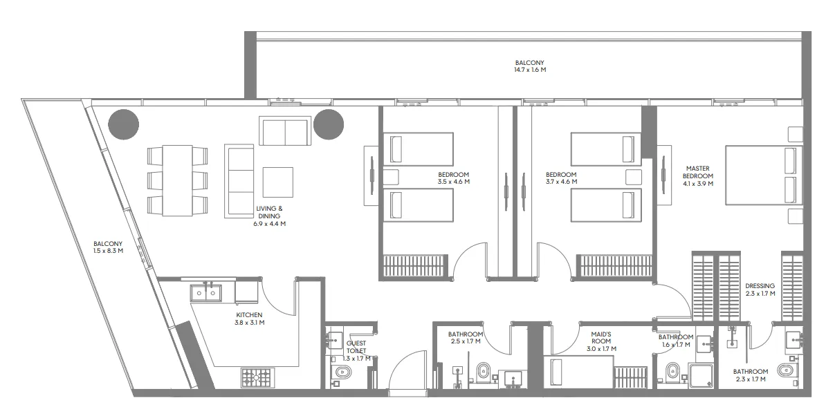 Floor plan — 3 BR
