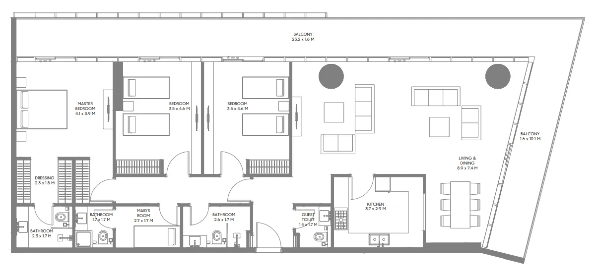 Floor plan — 3 BR