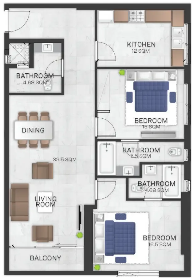 Floor plan — 2 BR