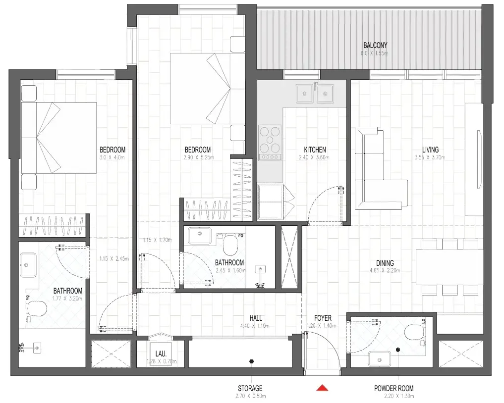 Floor plan — 2 BR