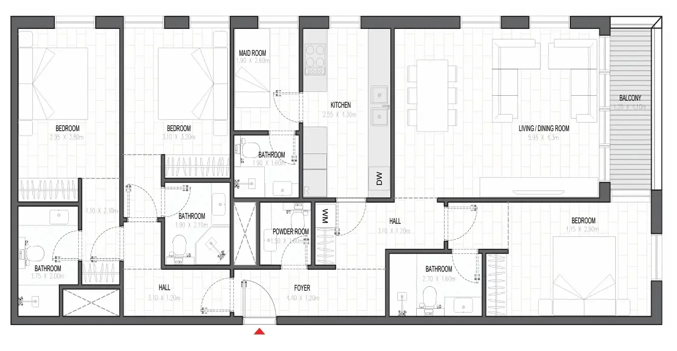 Floor plan — 3 BR