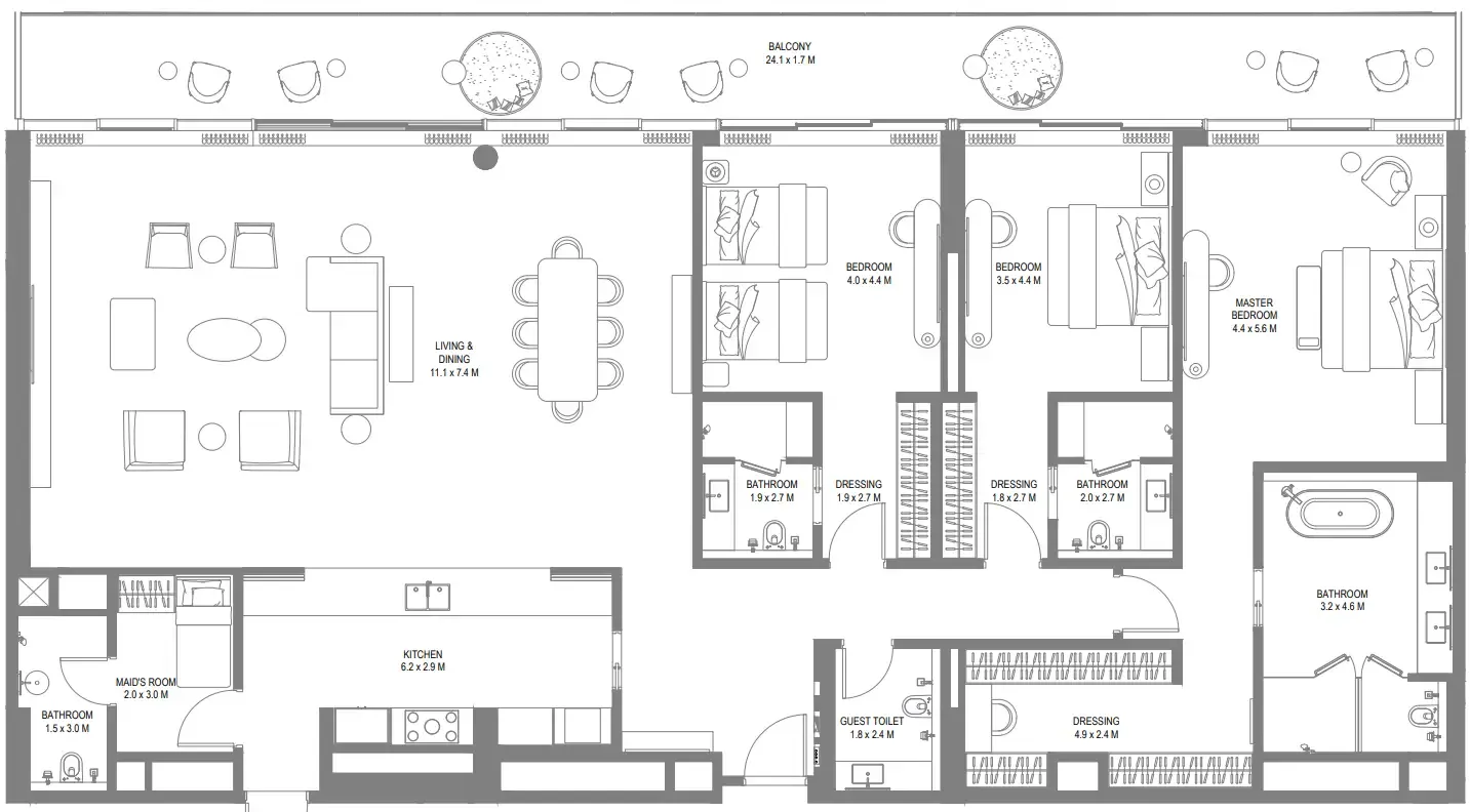 Floor plan — 3 BR