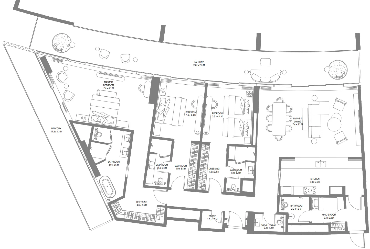 Floor plan — 3 BR