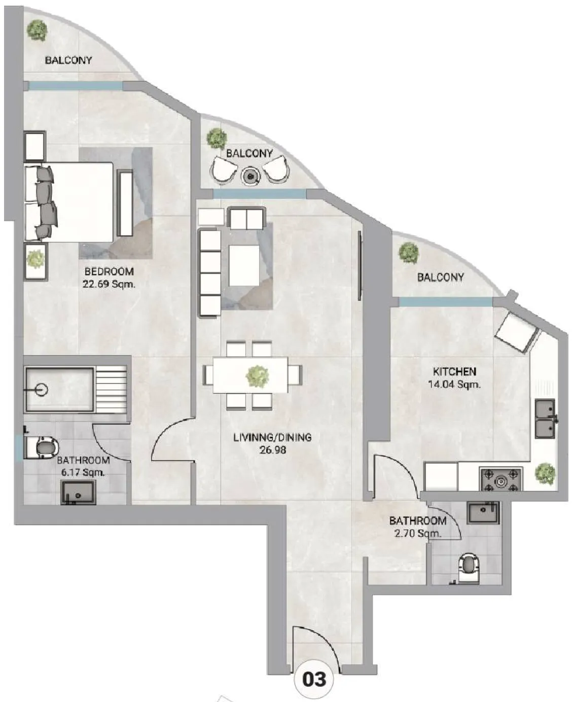 Floor plan — 1 BR