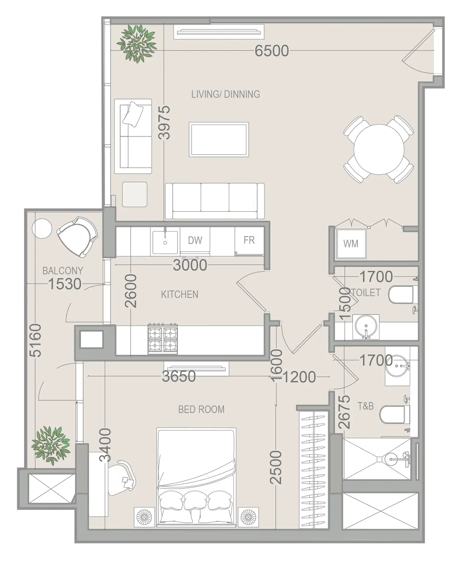 Floor plan — 1 BR