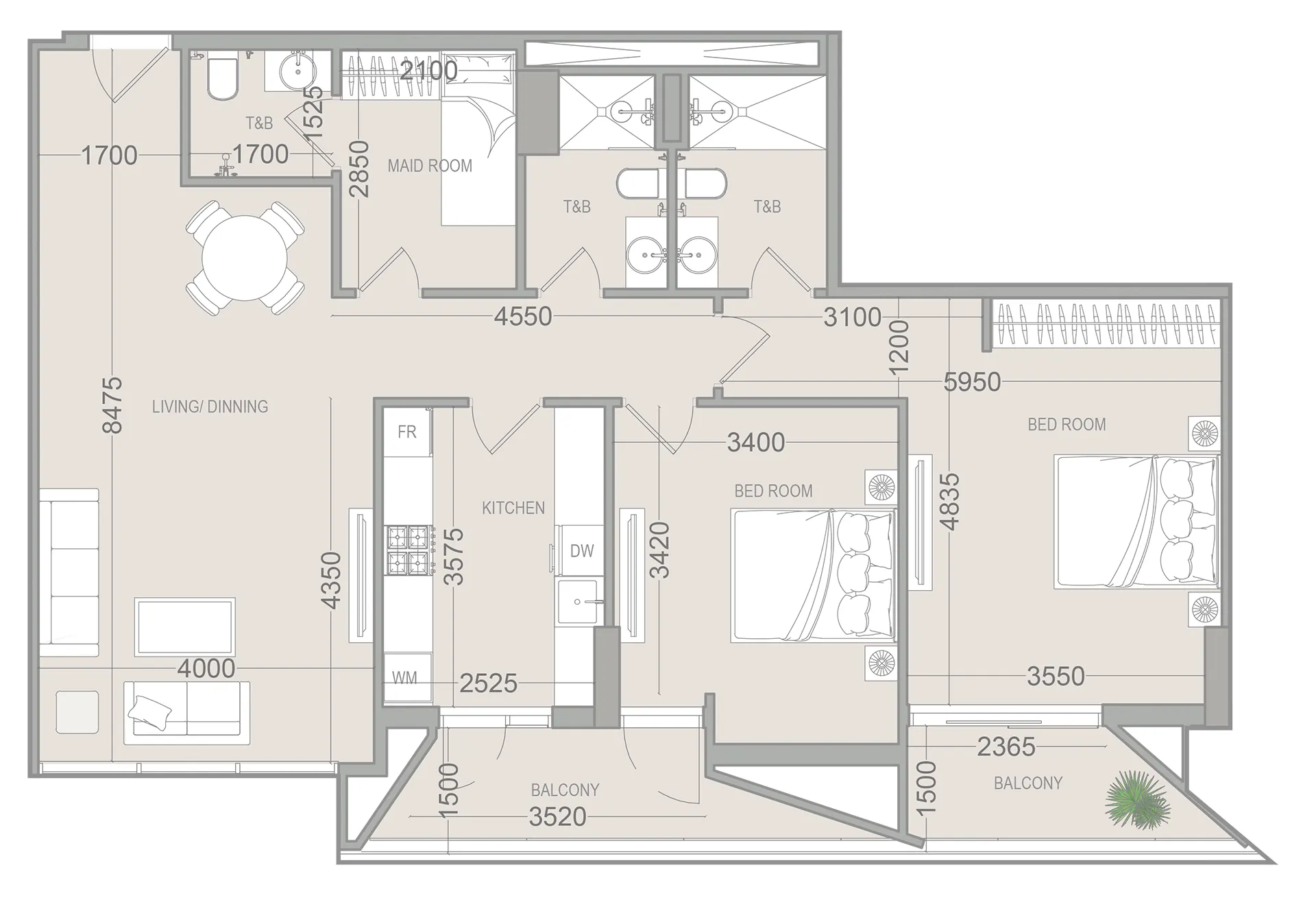 Floor plan — 2 BR