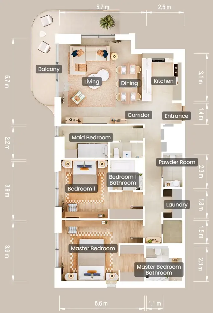 Floor plan — 2.5 BR