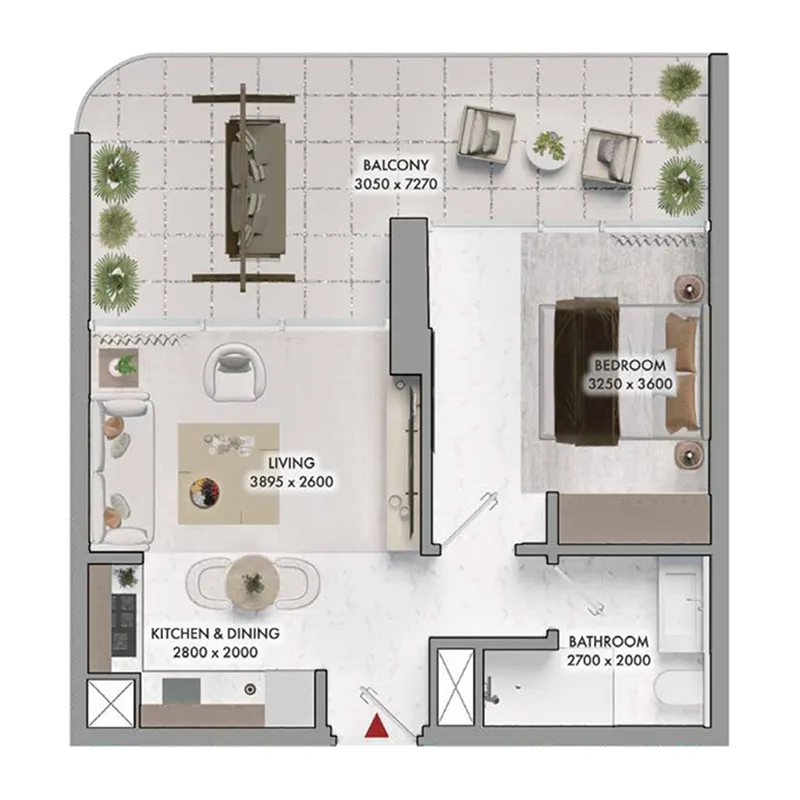 Floor plan — 1 BR