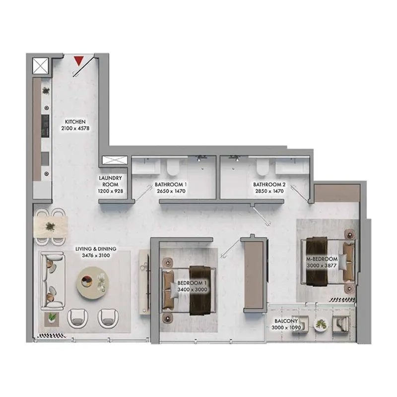 Floor plan — 2 BR