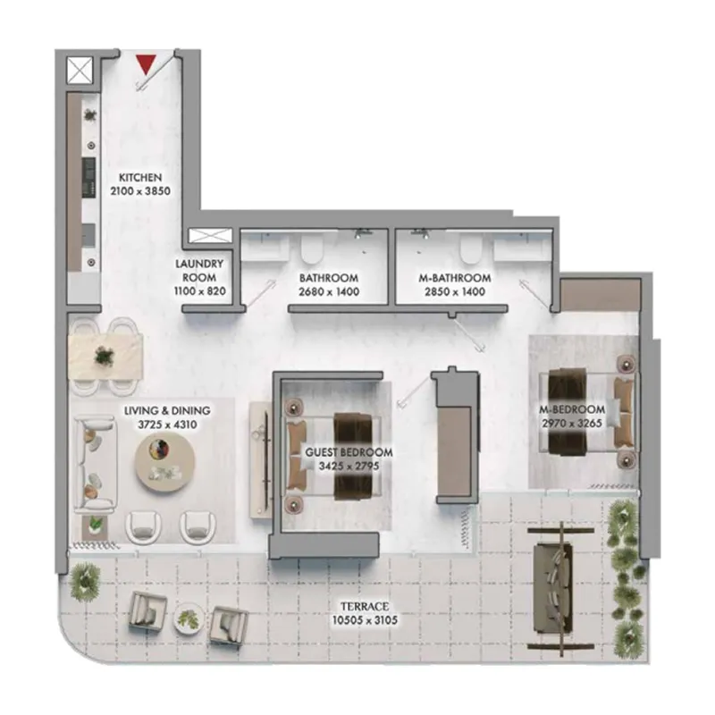 Floor plan — 2 BR