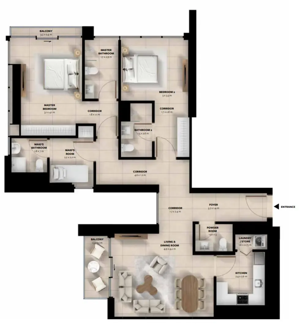 Floor plan — 2 BR
