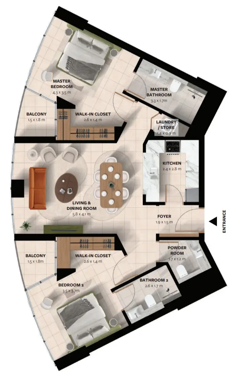 Floor plan — 2 BR