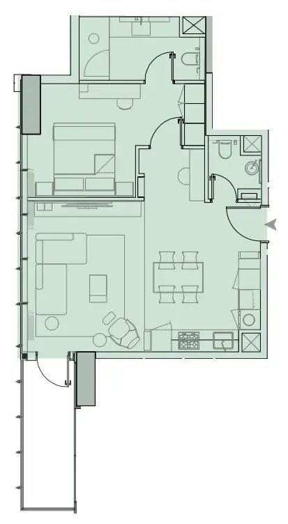 Floor plan — 1 BR