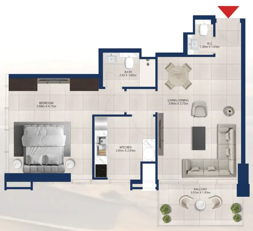 Floor plan — 1 BR
