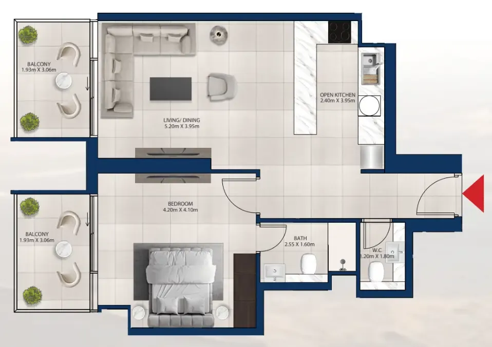 Floor plan — 1 BR
