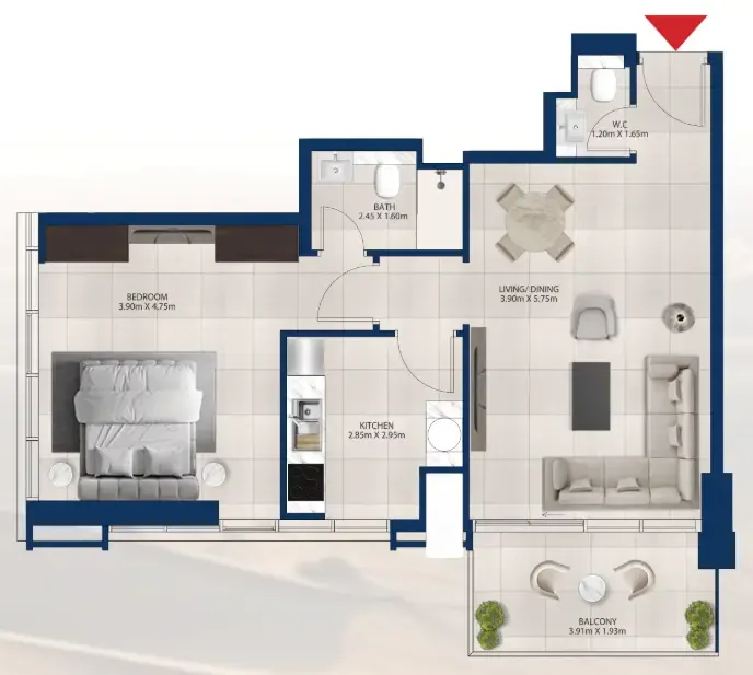 Floor plan — 1 BR