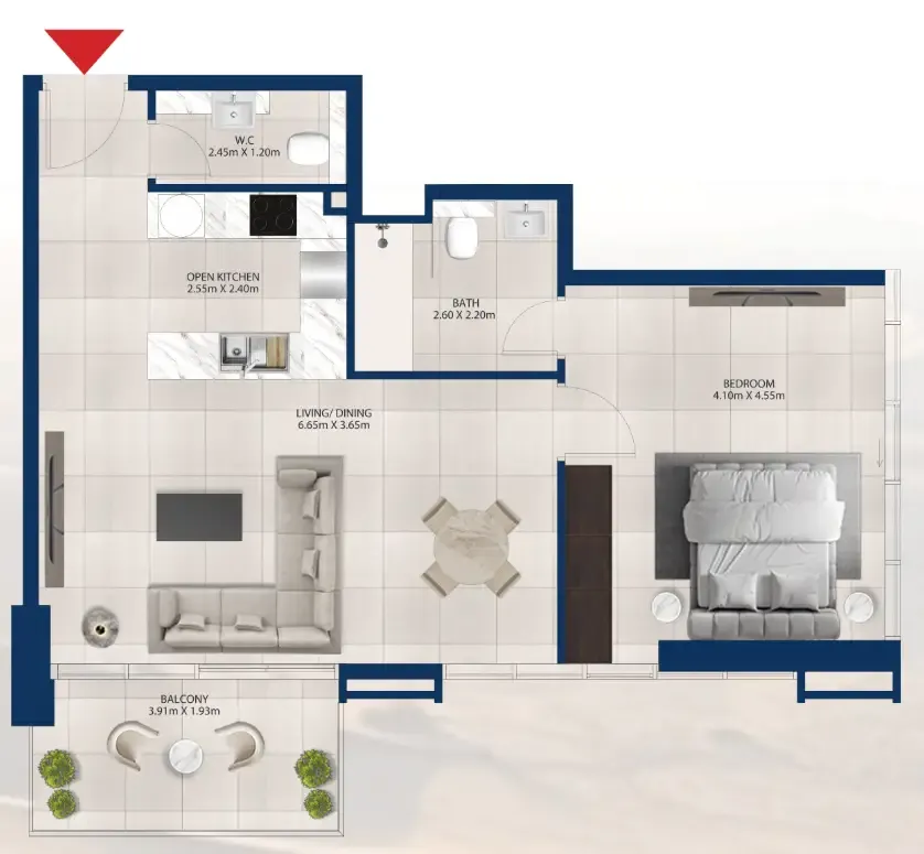 Floor plan — 1 BR