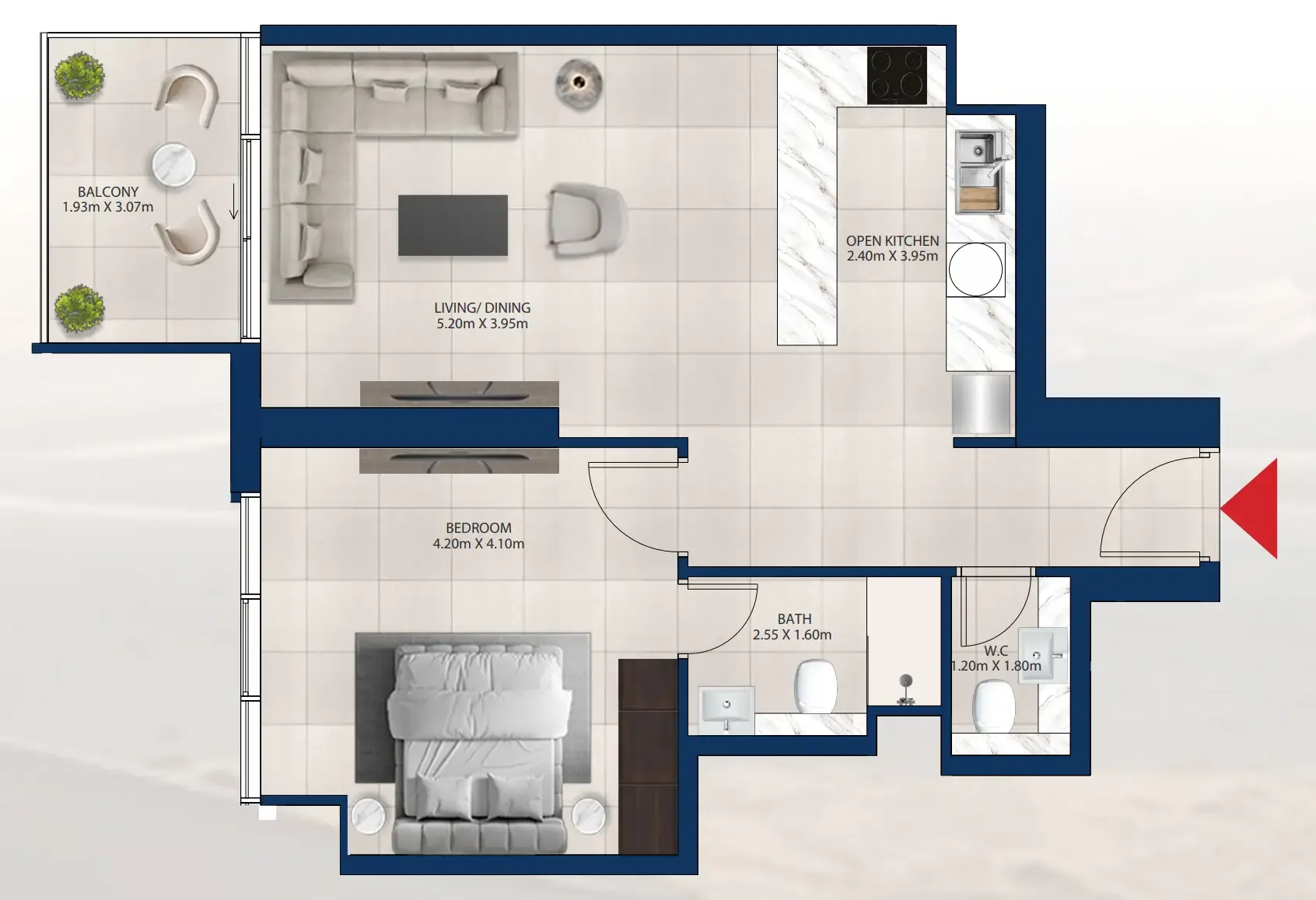 Floor plan — 1 BR