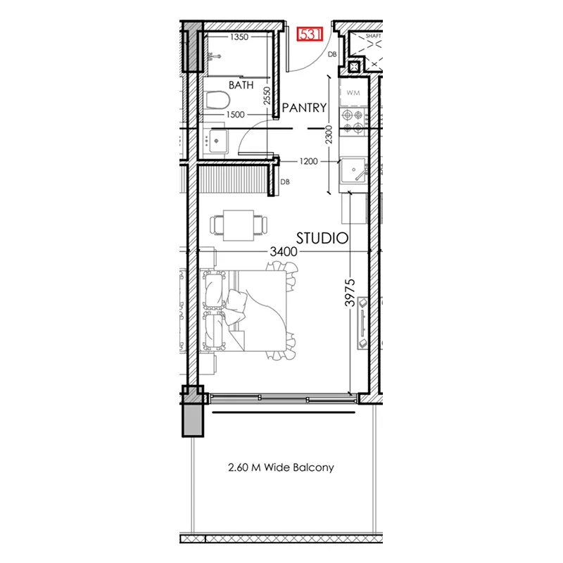 Floor plan — Studio