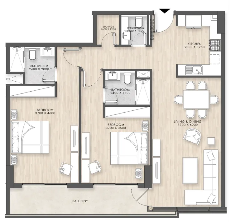 Floor plan — 2 BR