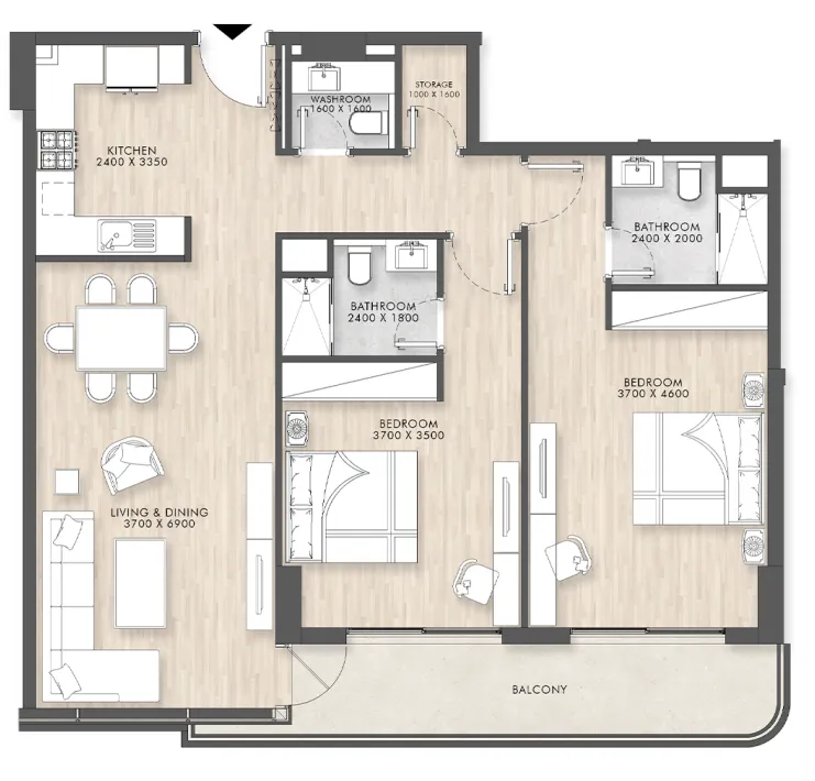 Floor plan — 2 BR