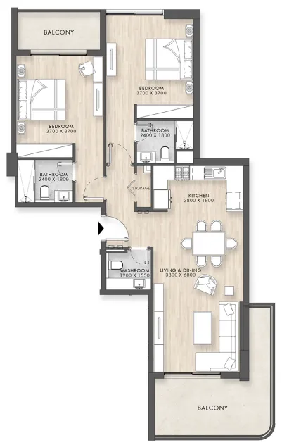 Floor plan — 2 BR