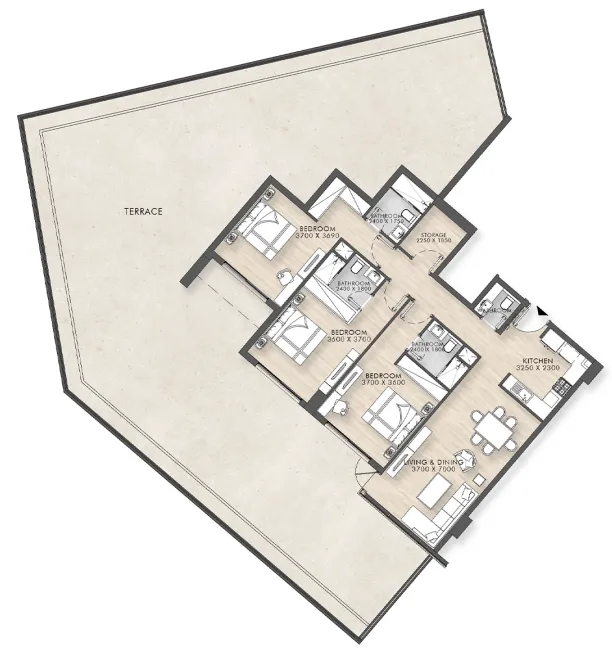 Floor plan — 3 BR